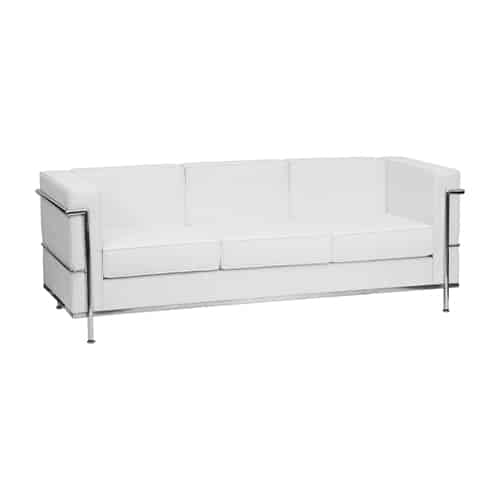 6′ White Leather Sofa